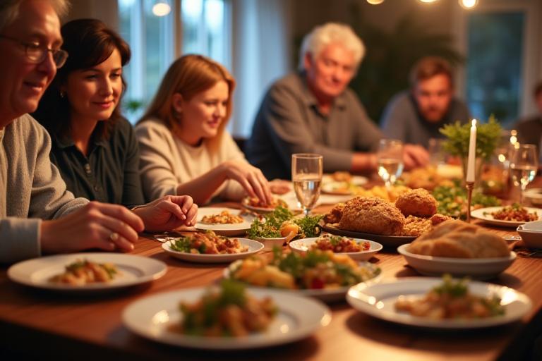 Lively anniversary celebration with family-style food